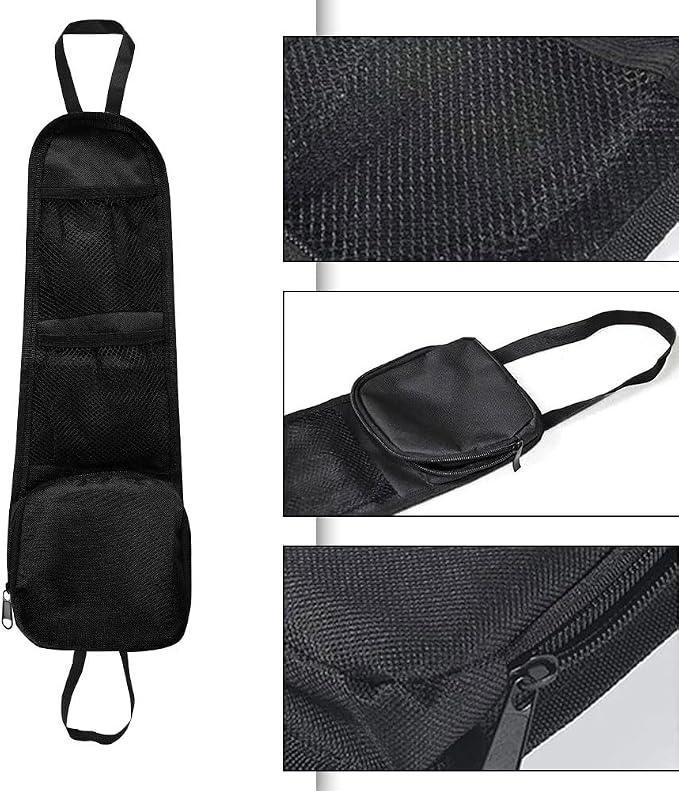 Car Seat Side Storage Pocket, Car Multifunctional Seat Organizer Hanging Bag, Auto Mobile Phone Wallet Sunglasses Mesh Net Pocket, Auto Accessories for Cars SUVs Trucks (Black-1, 2PCS)