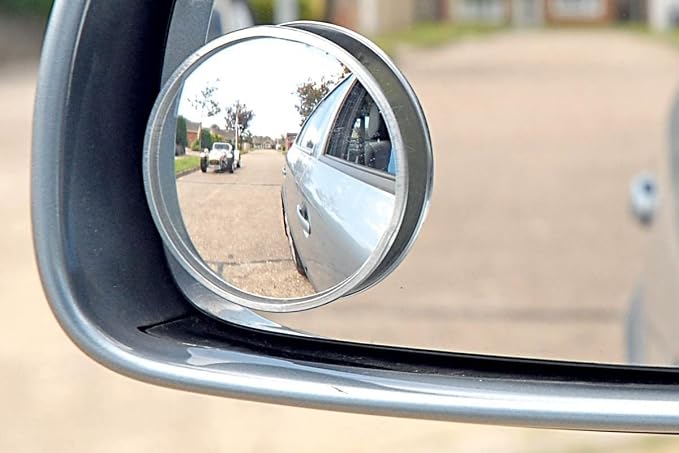 x Blind Spot Mirror, 2'' Silver Round HD Glass Convex Adjustable Wide Angle Rear View Mirror,Universal For Car SUVs Truck Motorcycle (2pcs)