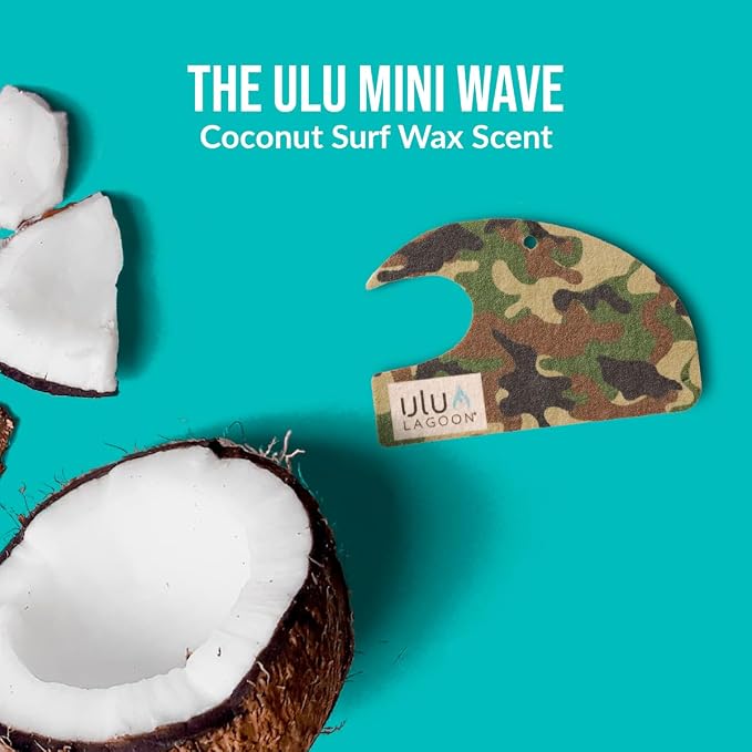 Hanging Car Air Freshener | Tropical Beach Coconut Surf Wax Scent Mini Wave | Long Lasting Car Freshener, Closet and Beyond | Made In USA | 3 Pack (Camo)