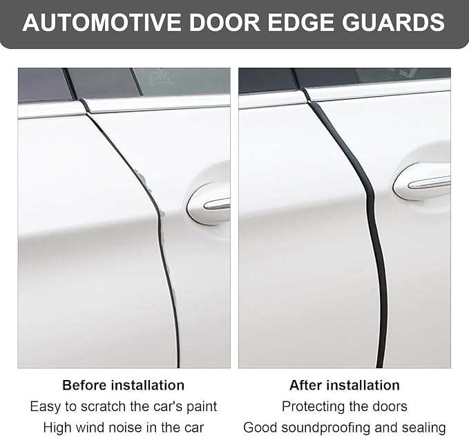 L Shaped Door Edge Trim Molding 26FT – Universal Car Door Protector Strip with Adhesive, Rubber Edge Guard for Truck SUV, Anti-Scratch Flexible Seal