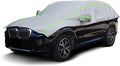 Half Car Cover SUV,Top Cover with Green Reflective Strip, Hail Protector Car Cover with Cotton Liner, Sunroof & Windshield Cover for Ice and Snow, All Weather Car Body Cover for Snow, Sun, Rain, Dust