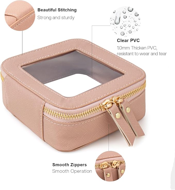 Clear Makeup Bag Small, TSA Approved Portable Toiletry Bag with Zipper Cosmetic Travel Bag Makeup Organizer Case Mini Makeup Pouch for Purse Car Organizer Bag for Women Men