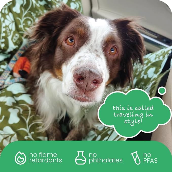 3-in-1 Back Seat Cover for Dogs, 100% Cotton Canvas Back Seat Hammock with Headrest Straps, Belt Slots, & Anchors, Non-Skid Cargo Area Cover, Machine Washable, No Harmful Chemicals, 56"x56"