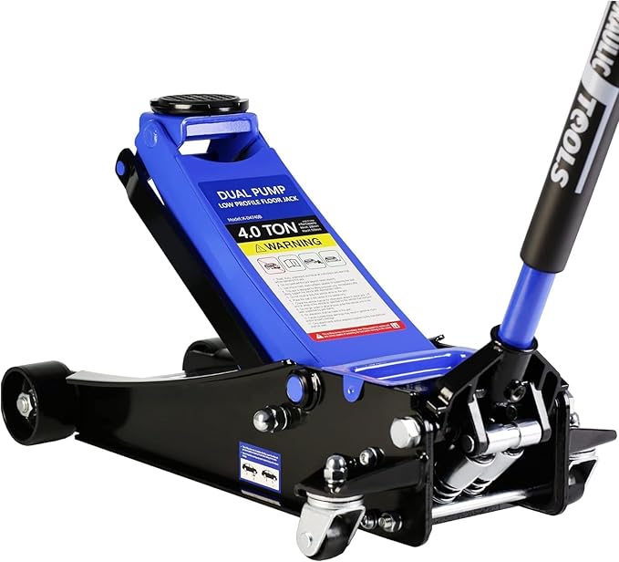 4 Ton Low Profile Floor Jack, Heavy Duty Floor Jack with Dual Pistons Quick Lift Pump, Steel Car Jack Adjustable Height 4"-21", Hydraulic Trolley Floor Jacks 4 Ton/8000 LB Capacity, Blue