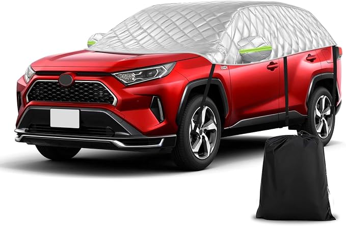 Half Car Cover for SUV Sunroof & Windshield Cover for Ice and Snow, All Weather Vehicle Body Cover for Sun, Rain, Dust（142"x59"）
