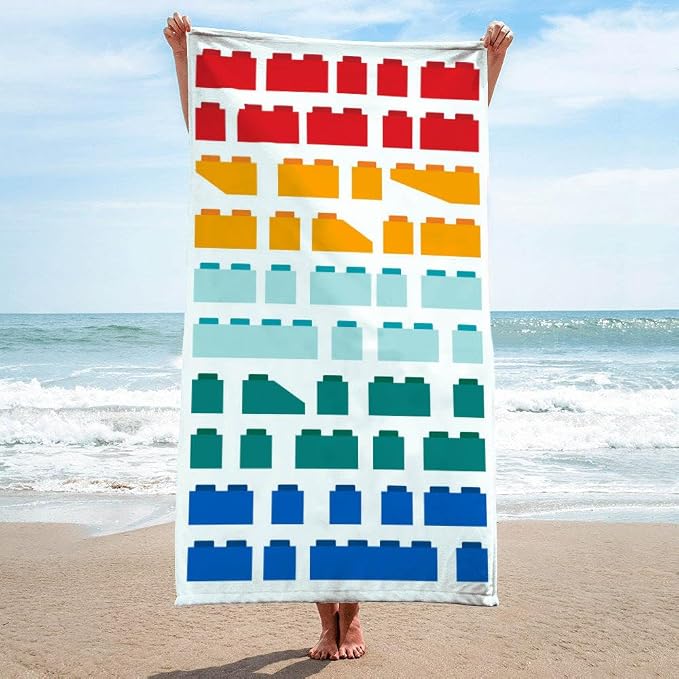 Children Beach Towel - 100% Cotton Super Soft Absorbent Bath Towel, 28" x 58" Inch Lightweight for Travel, Official Licensed Product, Multi - LEGO®