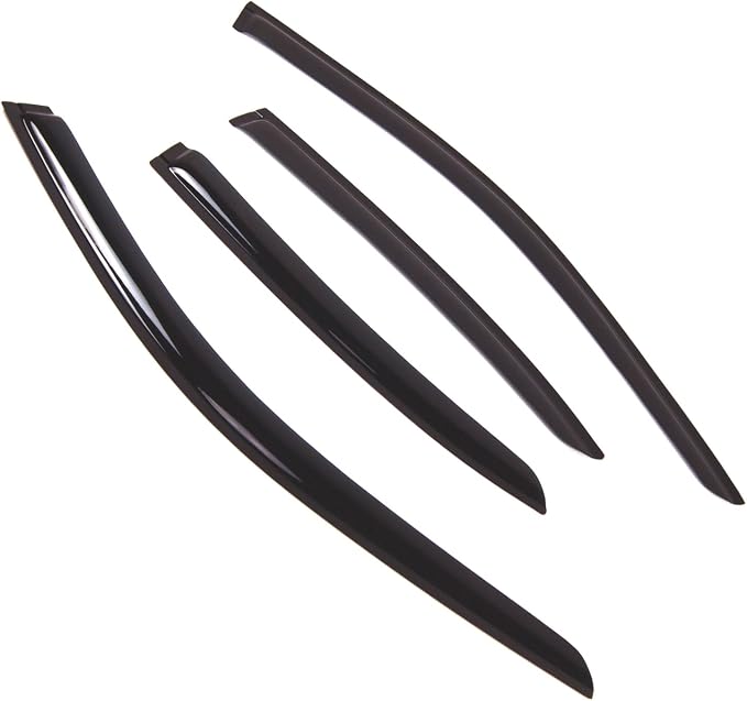 WD2-707B Dark Smoke 4 Pcs Set Window Visor (Outside Mount) Deflector Rain Guard Compatible with 2017-2018 Lexus GS350 GS450h