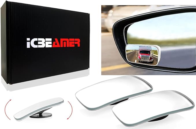 2-Piece Rectangle-Shaped Automobile Rear Blind Spot Mirror, 360 Rotating Design, Wide Angle Convex Rearview Mirror for Car, Truck, Van