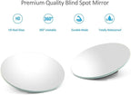 Frameless Wide Angle Mirror - Adjustable Round HD Glass Convex Rear View Mirror - 360 Rotate for Car, SUV & Trucks - Stick On Design - 2 Pack