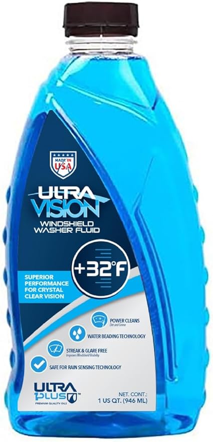 Windshield Washer Fluid - Advanced Formula for Car Windshield Wiper Fluid Crystal-Clear Vision in Weather Conditions +32F - All Weather - Bug Remover - 1 US Quart