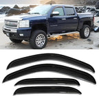 Window Visors Rain Guards for Silverado Sierra 1500 2500HD 3500HD Crew Cab | 2007-2014, Fit Avalanche/Suburban/Yukon XL, Window Deflectors, Vent Visor, Sun Shades, Window Shields, Truck Accessories