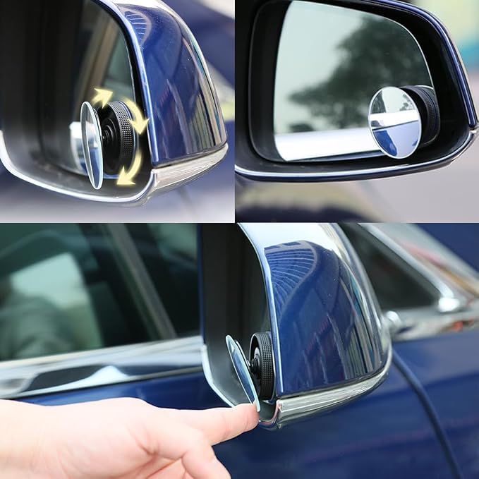 Suction Cup Blind Spot Mirror, 2" HD Glass Frameless Removable Convex Wide Angle Rear View Mirror (Round, Pack of 2)