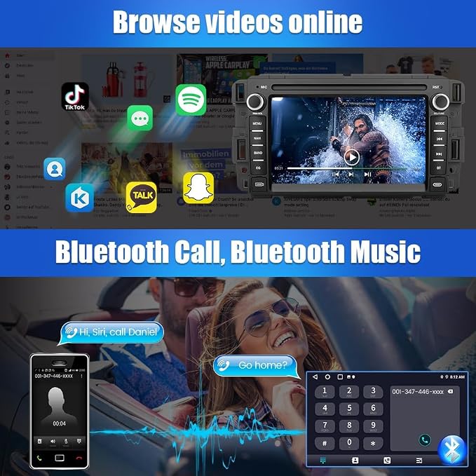 4Core Car Radio Stereo for Chevrolet Chevy Silverado Tahoe GMC Sierra Yukon 2007-2013, 7 inch Touch Screen Head Unit with Android 13 Carplay/Android Auto SWC GPS WiFi Bluetooth FM
