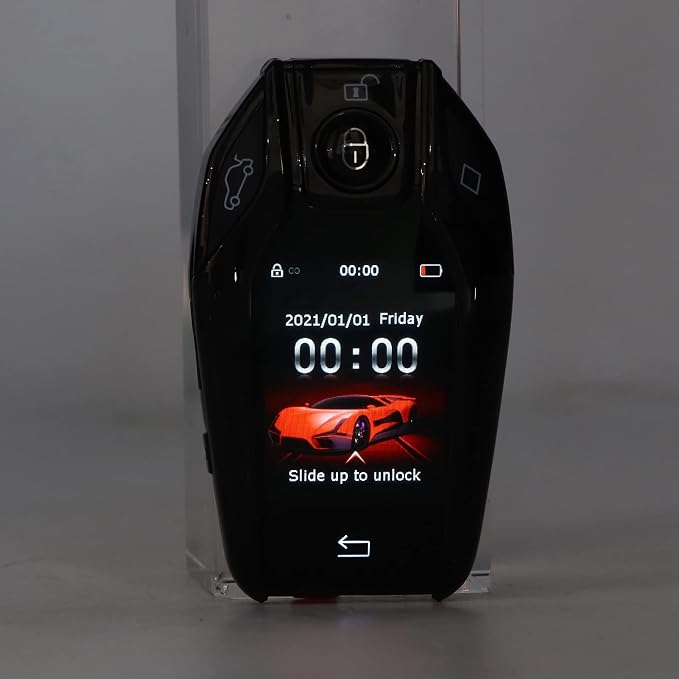 LCD Key fob LCD Key for All Cars Keyless Entry and Remote Control Universal TK800+ LCD Touch Sn Smart Key Remote Keyless Entry for All Start Stop Engine Button Red (Black)