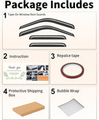 Extra-Thick Window Rain Guards Fit for Ford F250/F350/F450/F550 1999-2016 Super Duty SuperCrew Rain Guards Window Deflectors Visors Tape-on Vent Visors Vent Shades Car Accessories