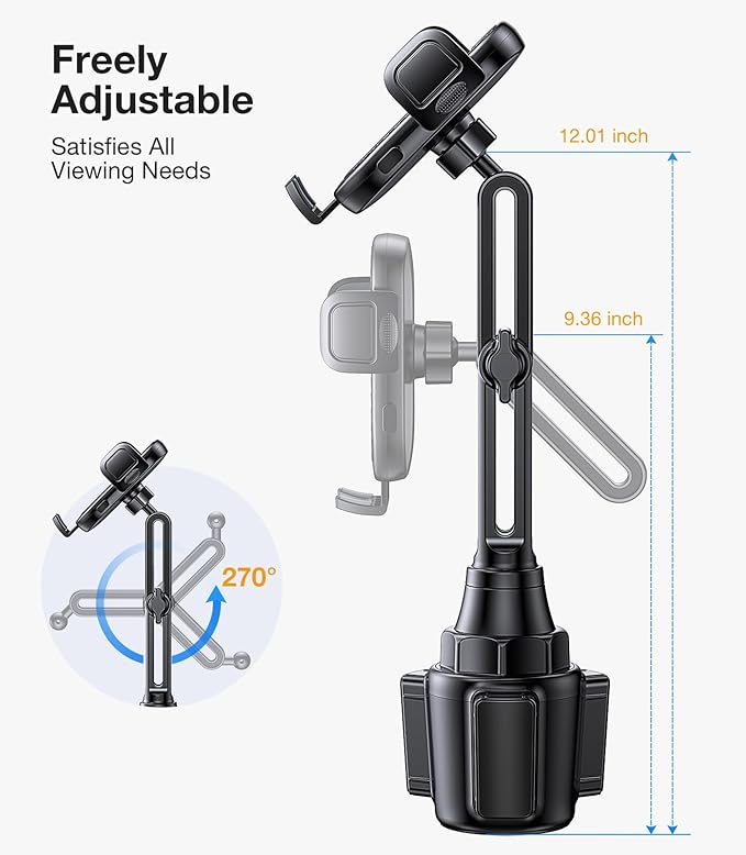 Cup Holder Phone Holder for Car Phone Holder Cup Holder Phone Mount【Ultra Stable & Never Shake】Phone Holders for Your Car Cupholder Cell Phone Car Mount for iPhone 17 16 All 4"-7" Smartphones