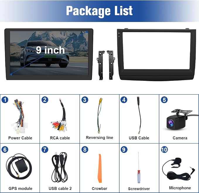 4Core Car Radio Stereo for Toyota Prius 2003-2009 with Android 13 Wireless CarPlay Android Auto Bluetooth GPS Navigation AHD Backup Camera