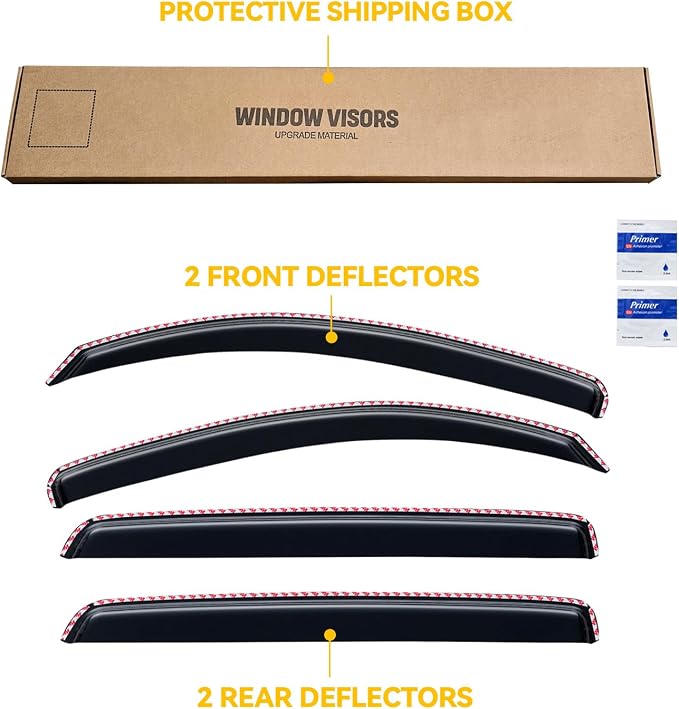 in-Channel Rain Guards for 2007-2021 Toyota Tundra Crewmax, Window Visor Shields Vent Deflector Shade Wind Dark Smoke 2008 2009 2010 2011 2012 2013 2014 2015 2016 2017, Tape-On Outside-Mount, 4PCS