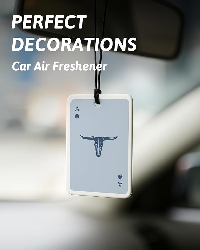 Boho Blue Western Car Air Freshener 4 Pcs, Preppy Cow Skull Cactus Cowgirls Boots Hanging Air Freshener for Cars Closet Drawer Books, Girly Western Car Accessories Mirror Decor for Women