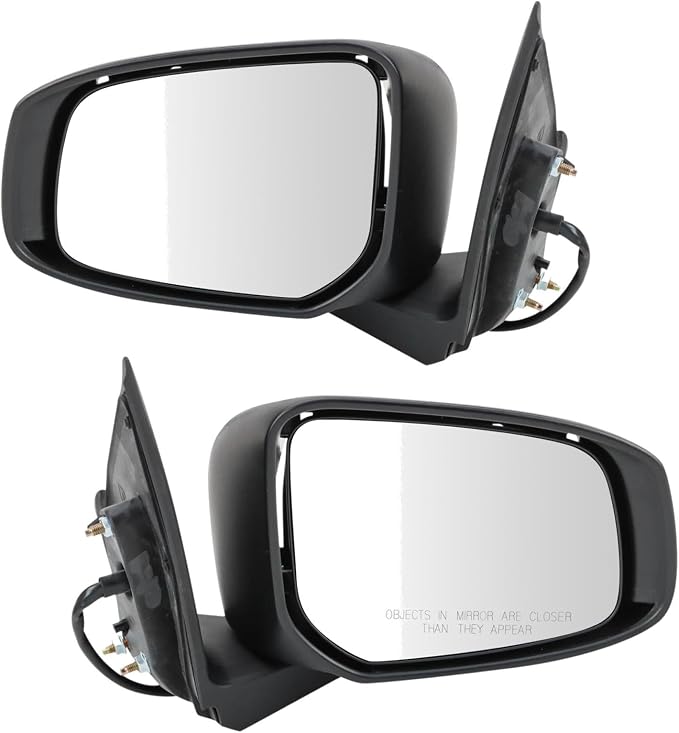 Driver and Passenger Side Mirror Assembly Set Power Smooth Black Foldaway Turn Signal Compatible with 2015 Mitsubishi Mirage, 2017-2022 Mitsubishi Mirage, 2017-2022 G4