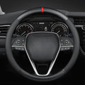 Carbon Fiber Leather car Steering Wheel Cover, Comfortable and Anti-Skid, Universal 15 inch (Black)