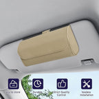 Sunglasses Holder for Car Sun Visor, Sunglass Organizer for Car, Magnetic Leather Eyeglasses Protective Storage Case, Waterproof Glasses Organizer Visor Accessories for Vehicles (Beige)
