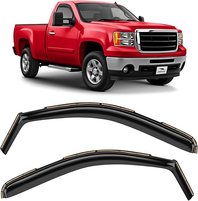 Voron Glass in-Channel Extra Durable Rain Guards for Trucks GMC Sierra 2500HD/3500HD 2007-2014 Regular Cab, Window Deflectors, Vent Window Visors, 2 Pieces - 210004v2