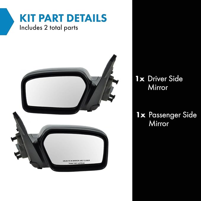 2 Piece Driver and Passenger Side Mirror Assembly Set Electric Adjustment Non-Heated No Memory Black Compatible with 2006-2010 Ford Fusion Mercury Milan FO1320265 FO1321265