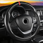 Carbon Fiber Steering Wheel Cover, Universal Standard Size 14.5-15 inch Fashion Sport Auto Car Steering Wheel Accessories for Men, Black