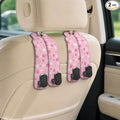 Cute Pink Paw Car Seat Back Storage Headrest Hooks for Purses & Bags – 2PCS PU Leather Dual Metal Hooks, Backseat Organizer Accessories