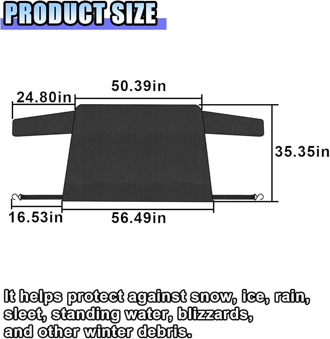 Car Windshield Snow Ice Cover, Windproof Sunshade Protector, Oxford Cloth Car Frost Window Covers, Universal Fit for Most Cars, Trucks, SUVs