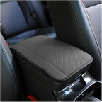 Car Armrest Storage Box Mat, Fiber Leather Car Center Console Cover, Car Armrest Seat Box Cover Accessories Interior Protection for Most Vehicle, SUV, Truck, Car (Gray)