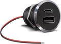 12V USB Outlet All-Aluminum QC 3.0 USB-A & USB-C PD3.0 Dual Fast Car Charger Socket, Recessed Mount Car USB Port for Car Truck Boat RV Camper Van Trailer (Small Version)