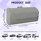 Sunglasses Holder for Car Sun Visor, Sunglass Organizer for Car, Magnetic Leather Eyeglasses Protective Storage Case, Waterproof Glasses Organizer Visor Accessories for Vehicles (Gray)
