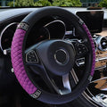 Microfiber Leather Steering Wheel Cover with Anti-Slip Lining Universal Car Accessory for Steering Wheel with a Diameter of 14.5-15 inch (Purple)