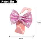 2PCS Bling Bow Car Seat Headrest Hooks, Crystal Rhinestone Vehicle Rear Seat Hanging Storage Hooks for Purses Bags Coats, Auto Headrest Storage Organizer, Universal Fit (Pink)