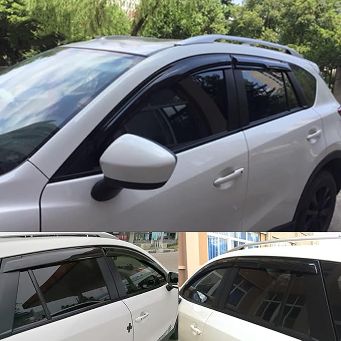Tape On Window Visors Rain Guards Smoke Side Car Window Deflectors for 2017-2025 Mazda CX-5, CX5 Window Sun Rain Wind Vent Guards Shade 4-Pieces Set