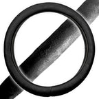 Ergonomic Leather Grip Steering Wheel Cover - Soft Plush Memory Foam Grip for Standard Size Wheels 14.5-15 inch Black