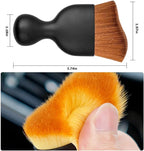 Car Interior Detailing Brush, Auto Soft Hair Cleaning Brushes, Curved Dirt Dust Collectors, Removal Tool for Dashboard Air Conditioner Vents Leather, Scratch Free (Dark Brown/1PCS)