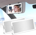 2PCS Car Visor Vanity Mirror with Lights, Rechargeable Dimmable Touch LED Sun Visor Mirrors, Large Detachable Vanity Makeup Mirror with 3 Color Modes for Truck SUV Car Accessories for Women(White)