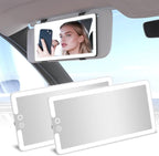 2PCS Car Visor Vanity Mirror with Lights, Rechargeable Dimmable Touch LED Sun Visor Mirrors, Large Detachable Vanity Makeup Mirror with 3 Color Modes for Truck SUV Car Accessories for Women(White)