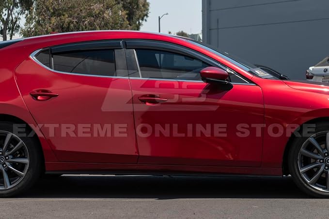 Replacement for 2019-Present Mazda 3 Models | EOS Visors Tape-On JDM Mugen Style Side Vents Window Visor Rain Guard Deflectors