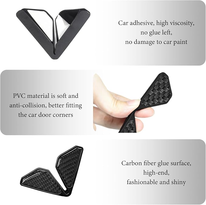 2PCS Car Door Protector Edge Guards, Carbon Fiber Anti-Collision Auto Door Corner Protector, Anti-Rub Trim Sticker Front Do or Corner Decoration for Cars Trucks SUVs (Black)