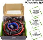 Timpano Amplifier Wiring Kit - 4 Gauge Amp Kit 2000 Watts Car Amplifier Installation CCA Cables Kit – 150 Amp Fuse Single Amp TPT-AMPKIT4 RED