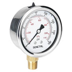 160 Psi Lead-Free Glycerin Liquid Filled Low Pressure Gauge, 2.5" Dial Size, 1/4" NPT Lower Mount, Stainless Steel Case, for Home Potable Water Pump, Air, Well, RV Hose, Pressure Test