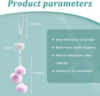 Bling Diamond Heart Car Interior Accessories, Car Mirror Hanging Ornament for Women, Love Heart & Pink Plush Ball Decor Ornament Pendant (Light Purple)