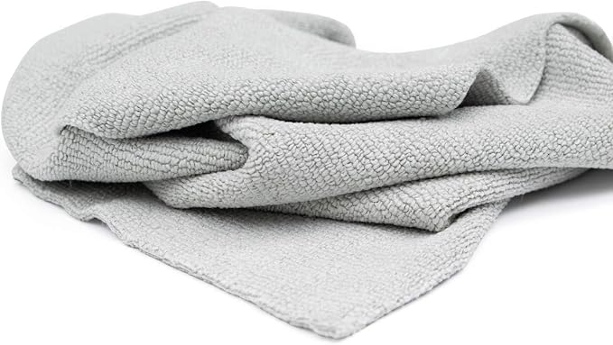 The Edgeless Pearl - Professional Microfiber Detailing Towel for Ceramic Coating, Leveling & Sealant Removal, Scratch-Free & Tagless, 320gsm, 16x16 inches, Ice Grey - 12-Pack
