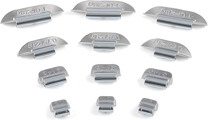 100Pcs P Type Uncoated Lead Clip on Wheel Weights Assortment, 0.25oz, 0.5oz, 0.75oz, 1.0oz, 25Pcs for Each Style,Used for Passenger Cars, Light Trucks, SUVs, Vans, and Full-Size Pickups