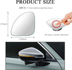 2 PCS Car Blind Spot Mirror, Fan Shaped HD Glass Convex 360° Rotating Wide Angle Side Mirror, Frameless Car Blindspot Mirror for Larger Image and Traffic Safety (Fan Shaped, 4 PCS)