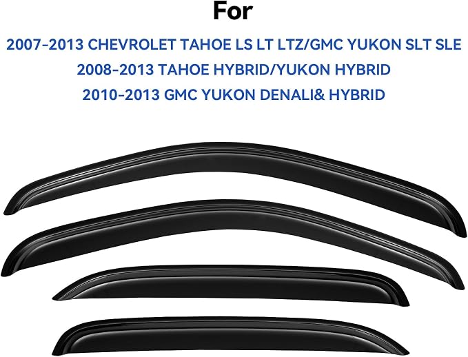Window Visors Rain Guards for 2007-2014 Chevy Tahoe/GMC Yukon, Out-Channel Window Vent Wind Deflectors Visors Shades for 07-14 Tahoe/Yukon